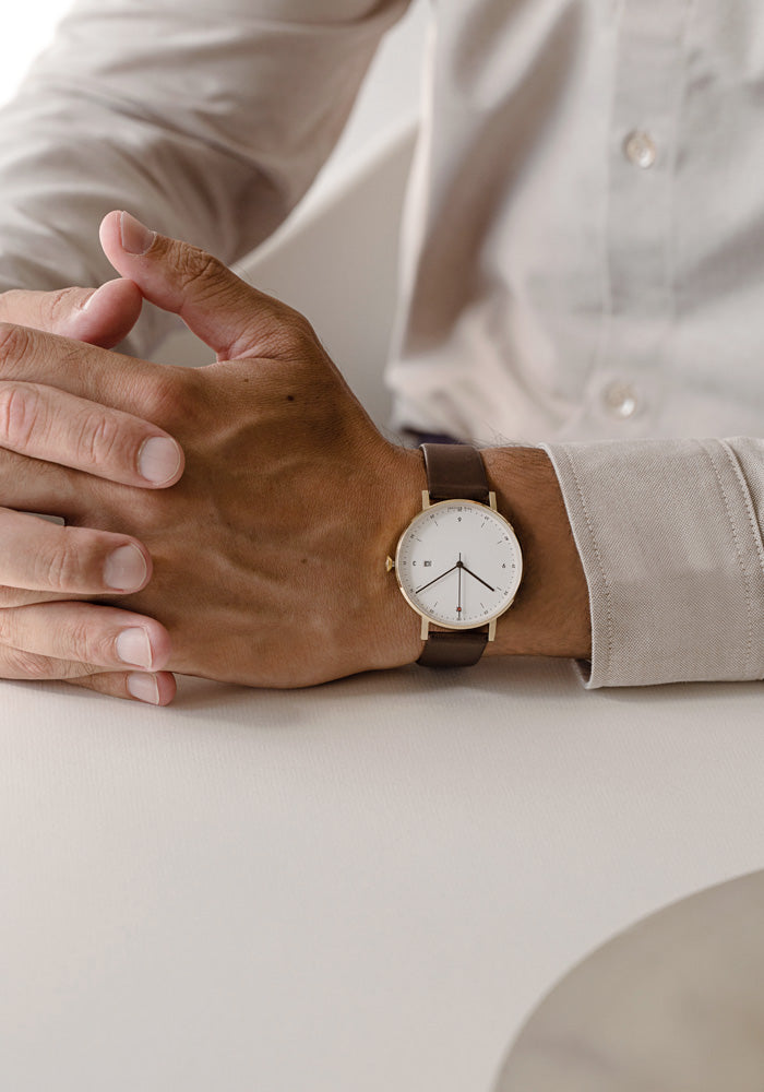 The PKG01-GO/DB/WH from VOID Watches, designed by Patrick Kim-Gustafson.